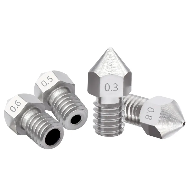 GIULY 3D Printer MK8 V5 V6 stainless steel M6 Nozzle 0.2/0.3/0.4/0.5/0.6/0.8mm Extruder Print Head For 1.75mm Filament
