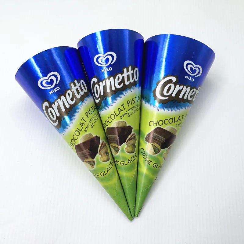 Custom printed Aluminum  Foil Kraft Ice Cream Paper Cone sleeve