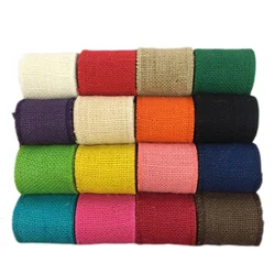 Natural Jute Burlap Ribbon Eco-Friendly Raffia Manufacturers Rainbow Colored Jute Rope Ribbon For Gift DIY Wedding Decor
