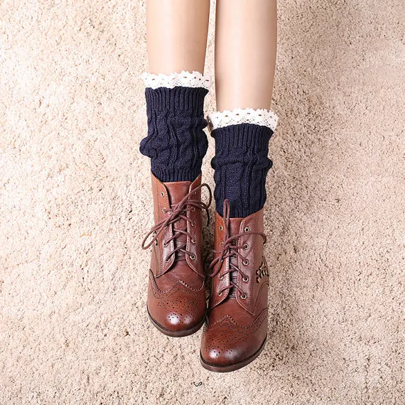 Кружевной Топ носки-волна вязаный гетры с манжетами для девочек, кардиган Крючковой вязки милые гетры, гетры