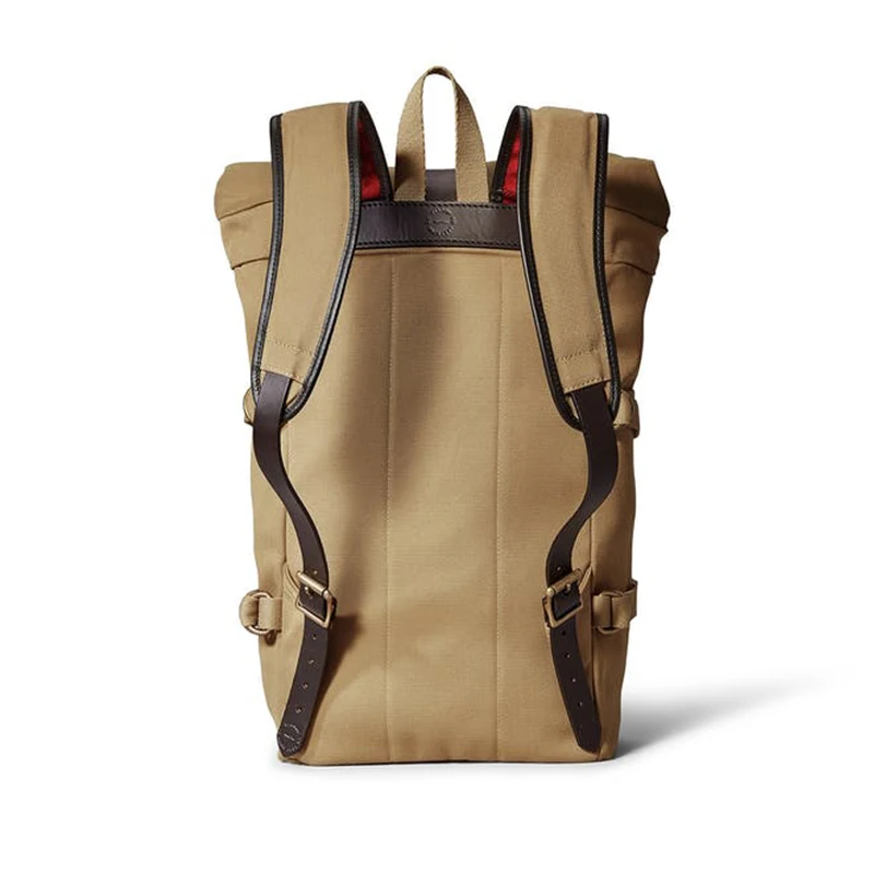 Vintage men cotton canvas rolltop backpack travel hiking rucksack