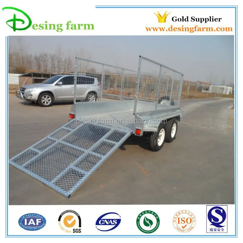 9x5 galvanized hydraulic tipper dump folding cage box trailer with tandem axle