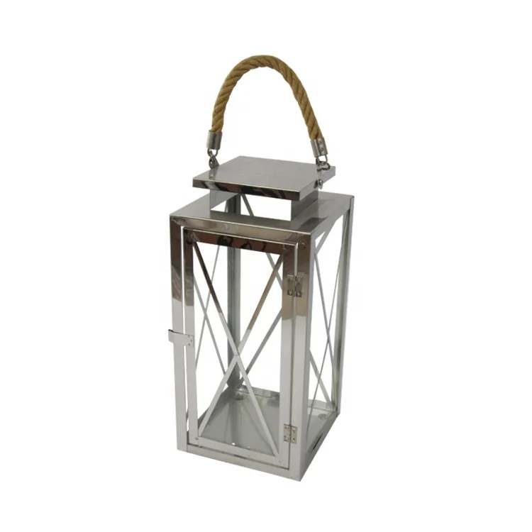 
Оптовая продажа, модный винтажный декор, прямоугольный металлический фонарь из нержавеющей стали 