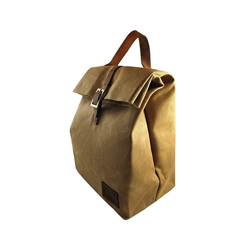 
Eco friendly waxed canvas insulated lunch cooler bag vintage cooler bag with insulated layer 