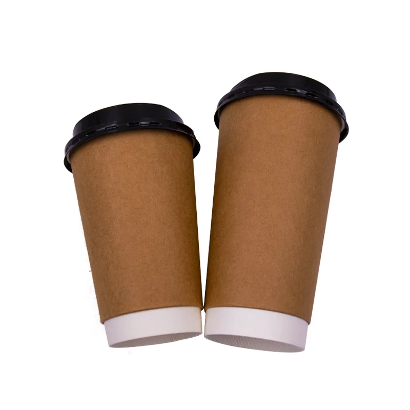 
Customized Printing 8oz 12oz 16oz 22oz Disposable Double Wall Kraft Coffee Paper Cup with Lid 