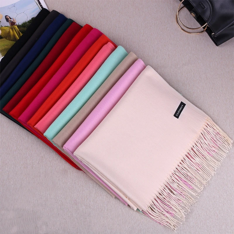 Оптовая продажа Классическая шаль из пашмины 200 г длинный шарф хиджаб