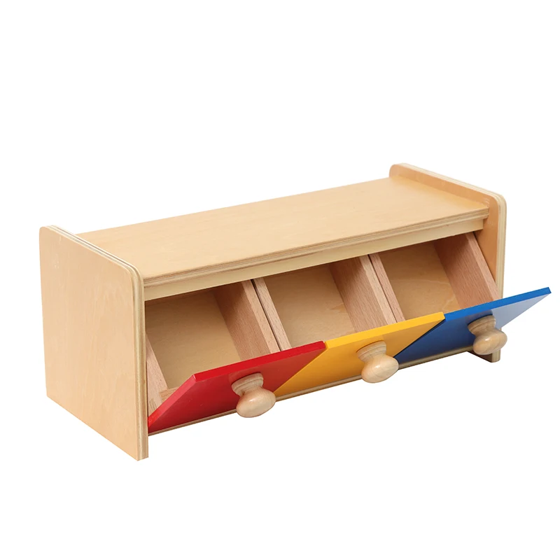 Wooden Montessori teaching Aids learning Materials for kids set three colors moving box
