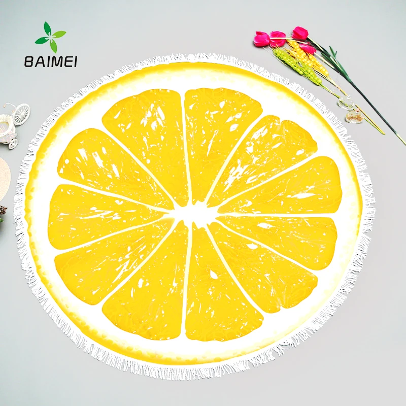 
Cheap Wholesale Fruit Round Beach Towel Blanket Scarf Throw Picnic Yoga Mat Floral Blanket 