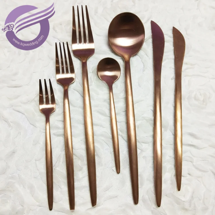 QT00052 wholesale high quality rose gold stainless steel cutlery set flatware set