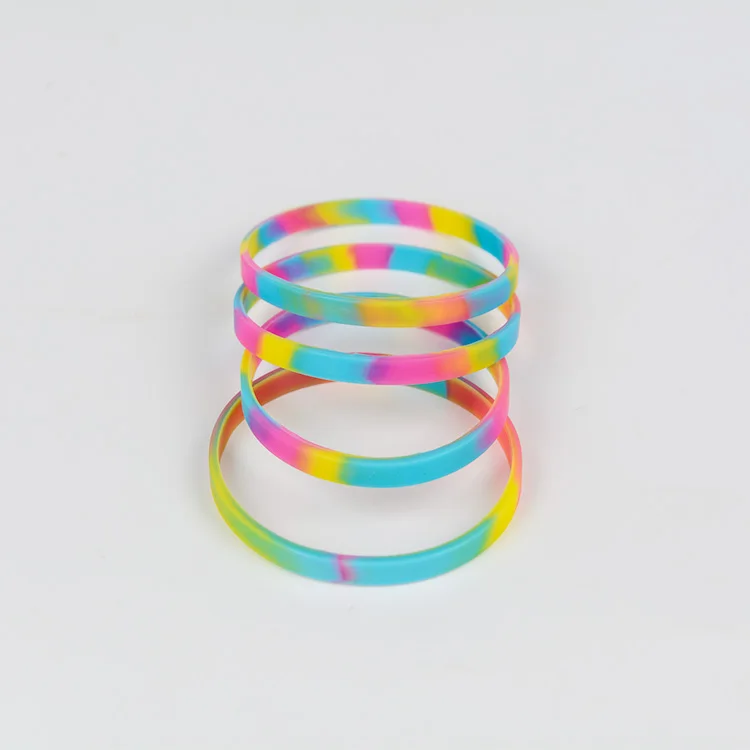 One Direction silk rpint thin rainbow color rubber silicone wristband silicone bracelet