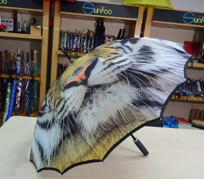 23 inches 16 ribs auto opening one oice canopy tiger umbrella with fiberglass frame