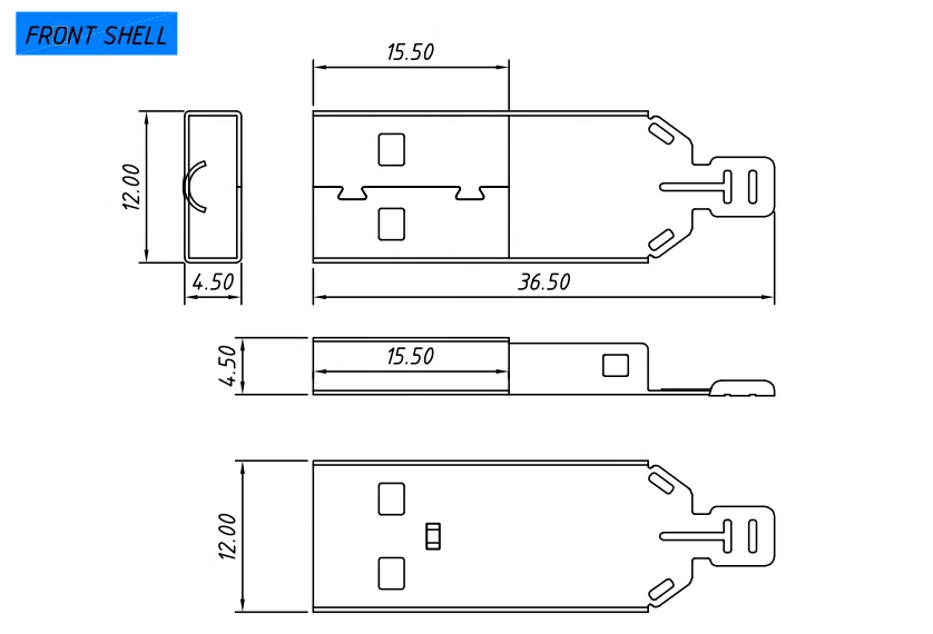 
USB connector male plug type A solder 