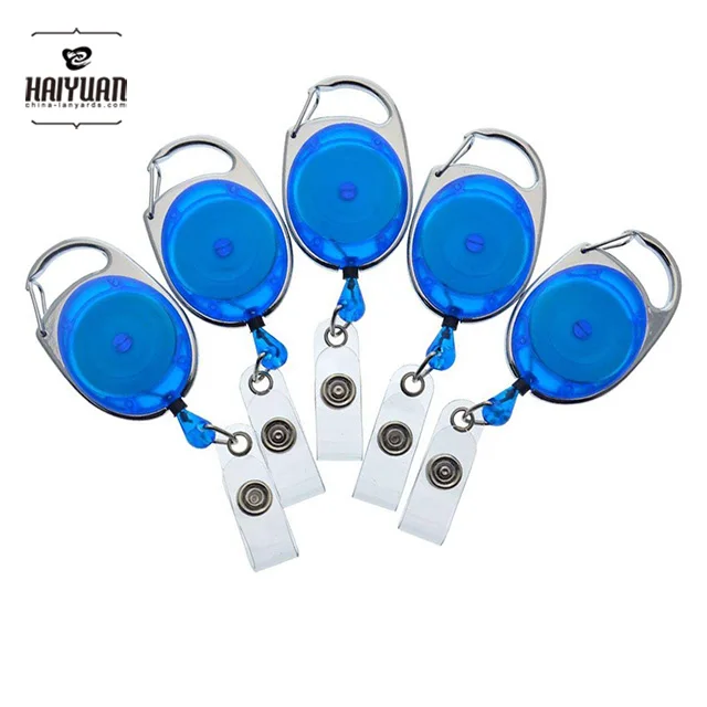 Bulk ID Premium Carabiner Clip Badge Reels - Retractable I.D. Card Holders Stock Colors