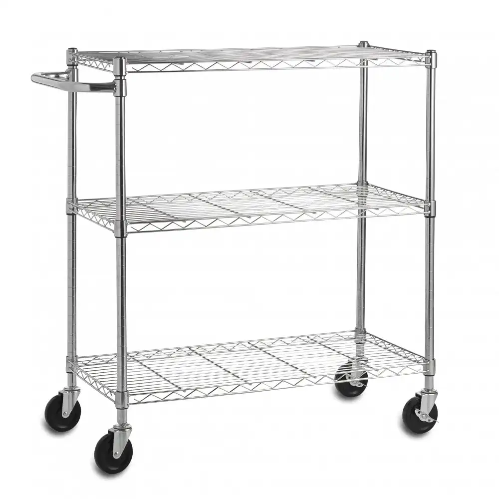 NSF & ISO Certified Chrome Plated six Layers Mobile Garage Metal Wire Shelving Shelf