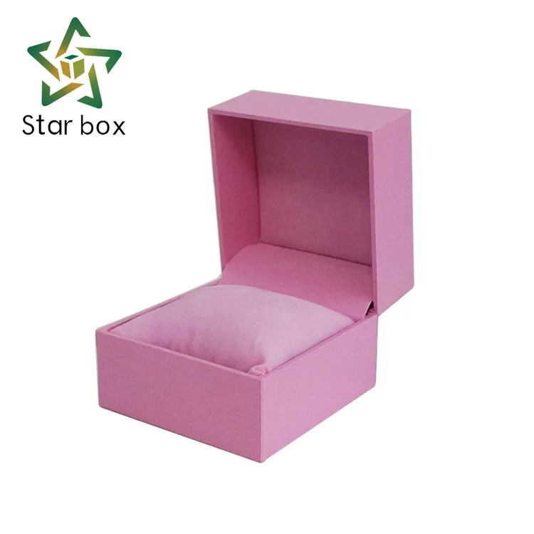 Star box pink color Plastic watch box, paper watch storage box with pillow