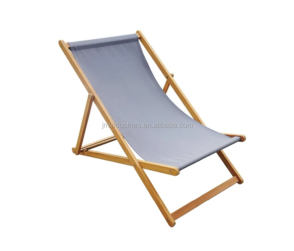 100% Garden Seating Solid Wooden Foldable Sling Beach Chair