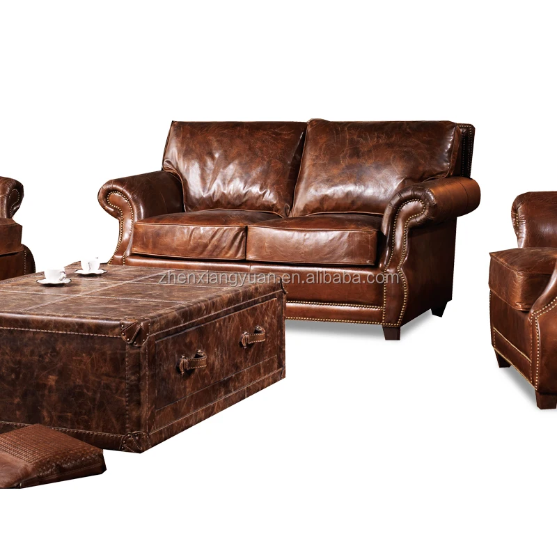 2018 Latest Home Furniture Solid Wooden Luxury Hand Carved Royal Chesterfield Leather Sofa Set