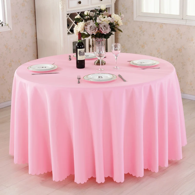 Cheap Plain Solid Polyester Wedding Table cloth Dining  Banquet Table Cover For Decoration