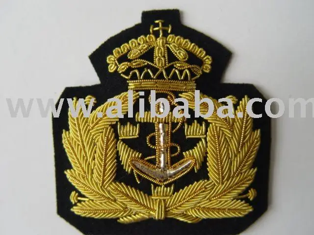 Sweden Officer Badge Customized Bullion Metal Wire Embroidered Badge Hand Embroidered Service Badges