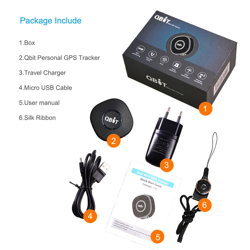 Qbit GPS Personal Tracker Mini with SOS call and APP location for Children and Elders and lone workers