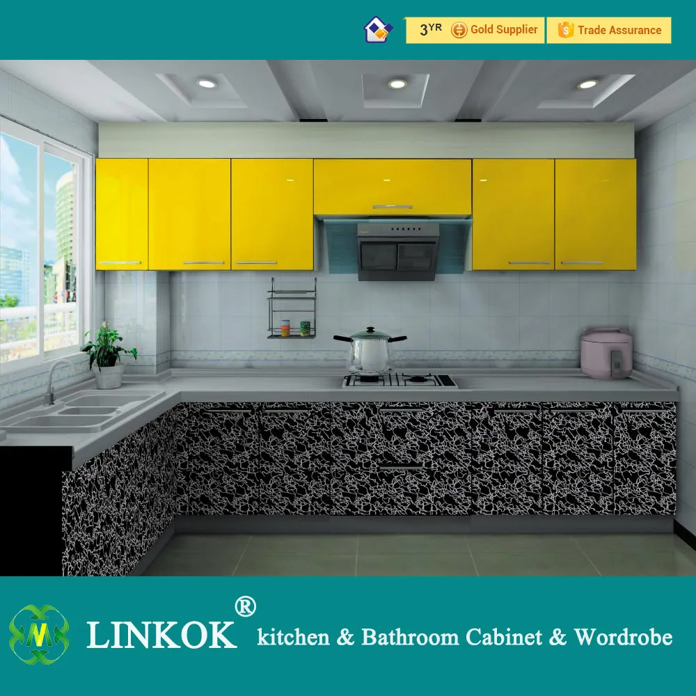 
Simple design modern high glossy lacquer finish orange kitchen cabinets 