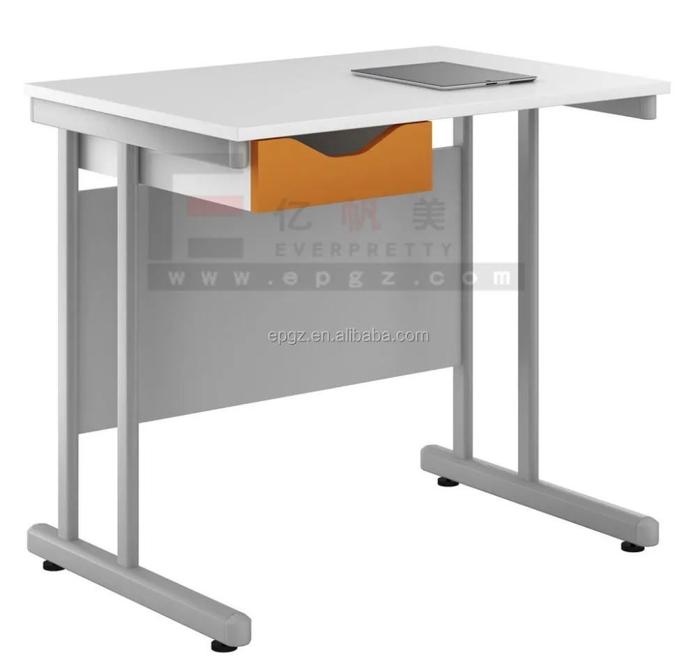 School Office Furniture Wooden Strong Metal Frame Iron Tube Teacher Use Desk with Cabinet