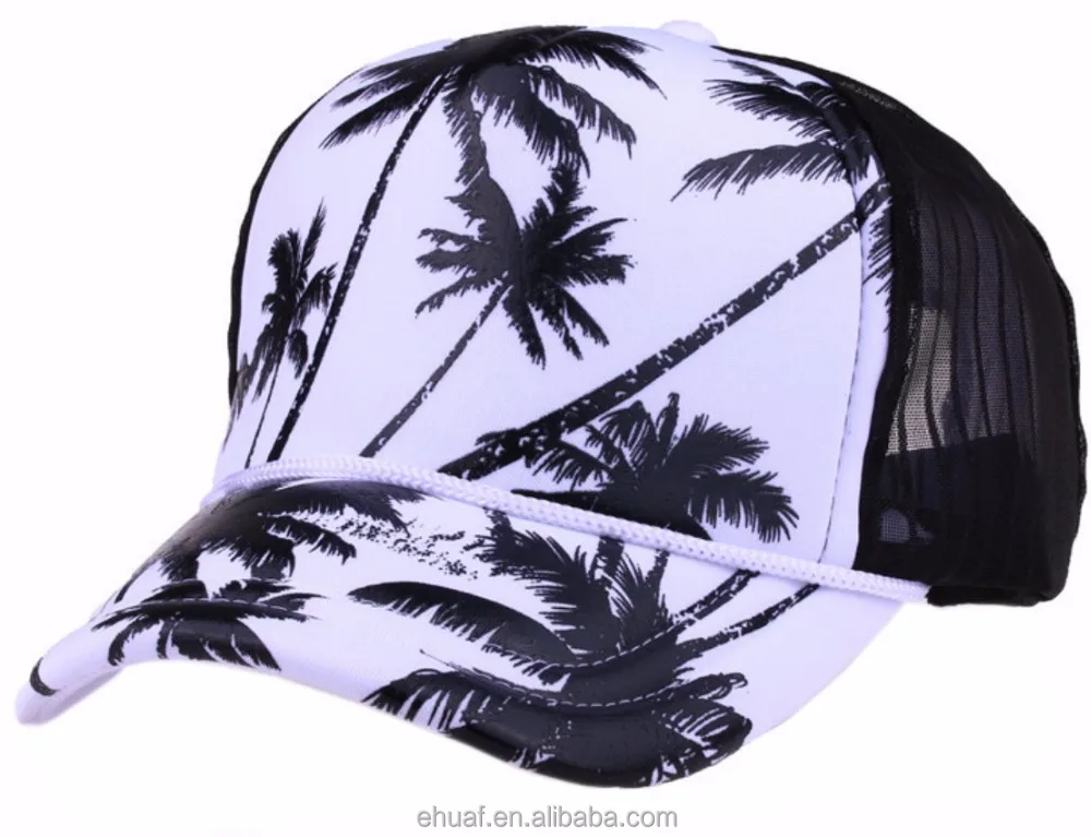 Hot wholesale summer beach hawaii print palm tree snapback hat