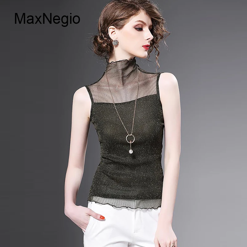 Maxnegio 2018 Slim Women Sexy Tops And Blouses Sleeveless Party Wear tops