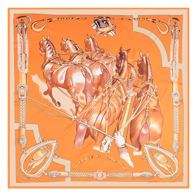 New Design Personalized Horse 130 *130 Printed Twill Silk Scarf