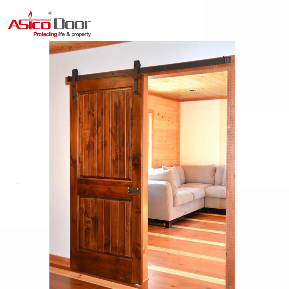 42 in. x 84 in. Z-Bar Knotty Alder Interior Barn Door Slab with Sliding Door Hardware Kit