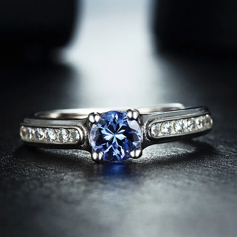 Fashion natural gemstone jewelry sterling silver 925  tanzanite finger  rings for women