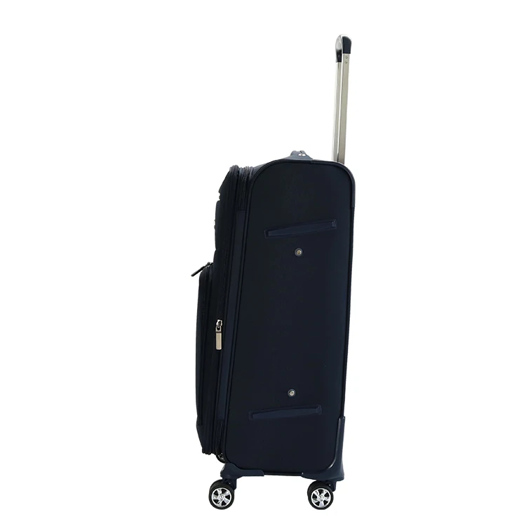 Blue color nylon fabric 3 pcs 20 24 28 inch soft handle travel style luggage trolley bag set with four wheels