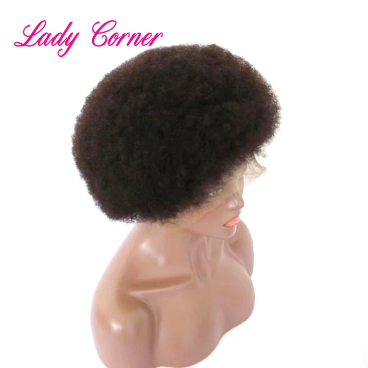 New Arrival Wholesale African American no tangle real 100% human hair afro puff kinky full lace frontal wig for black women