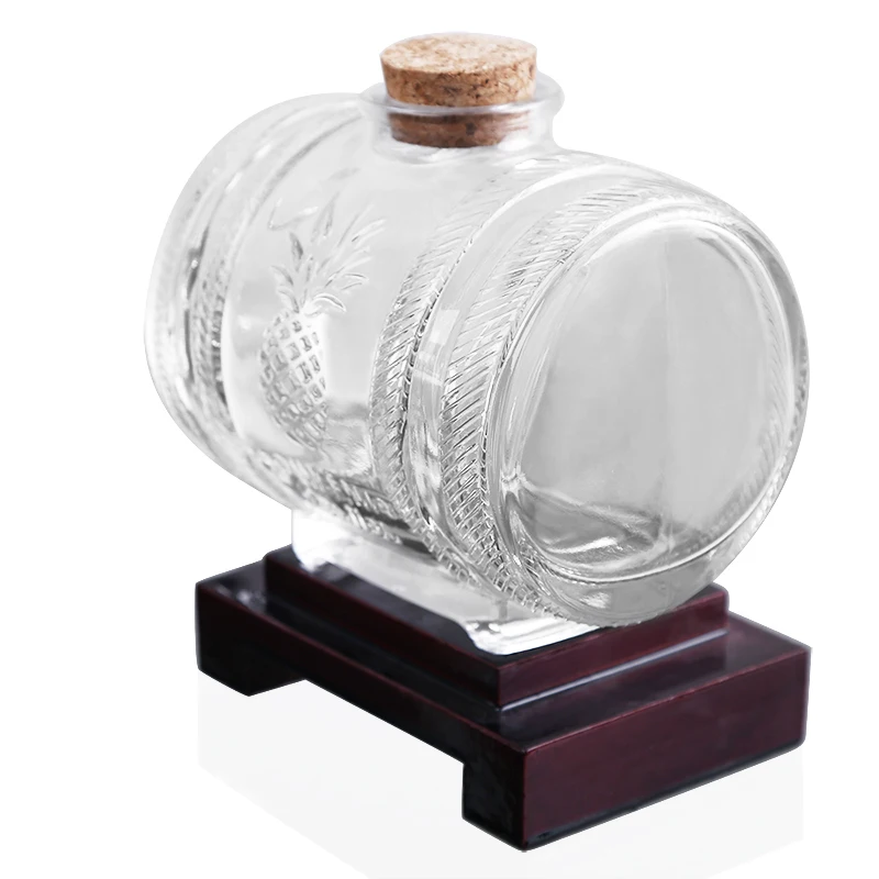 40 Oz Barrel Wine Whiskey Decanter with Wooden Stand Drink Dispenser for  Bar Hotel