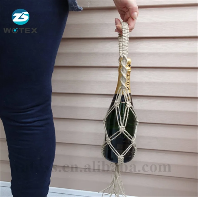 Factory price Macrame Hanging  Racks for Wine Bottle Gift Bag Wine Bottle Macrame Holder Carrying covers