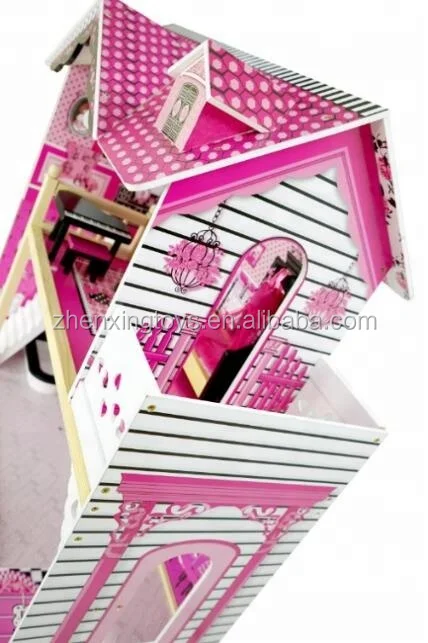 HOT Big doll house, Classic purple & black wooden play house