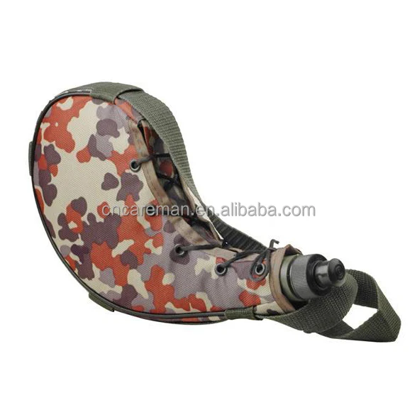 750ml Hunting Camouflage Spanish Wine Bota Bag, Kidney Shaped Plastic Water Canteen OEM Orders Accepted