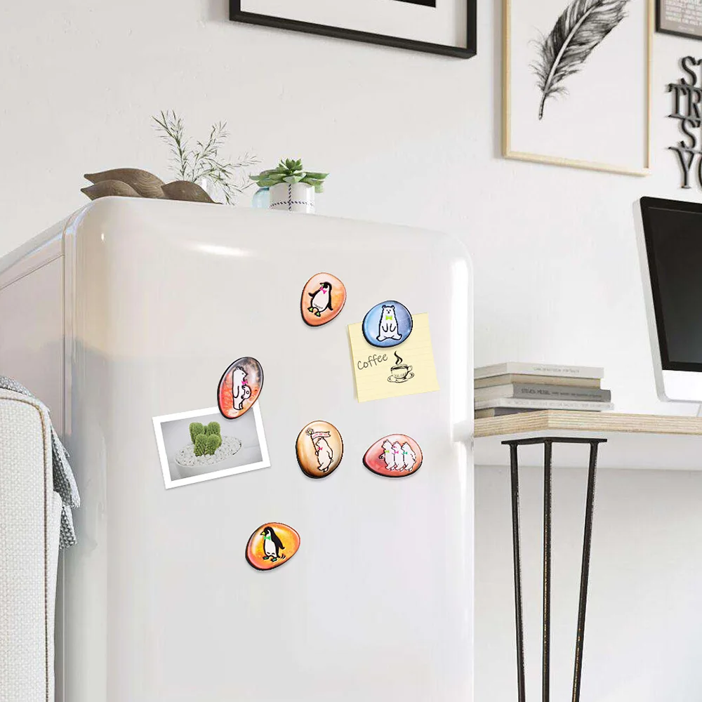 MORCART Best selling products on the stone painted polar bear series refrigerator stickers, polar bear epoxy refrigerator