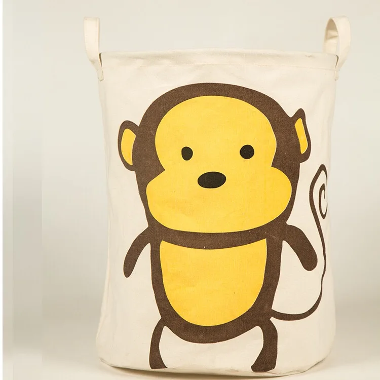 Cartoon Children Toys Storage Basket Laundry Basket Wholesale Cotton Linen Clothing Storage Boxes & Bins Europe White Round 2pcs