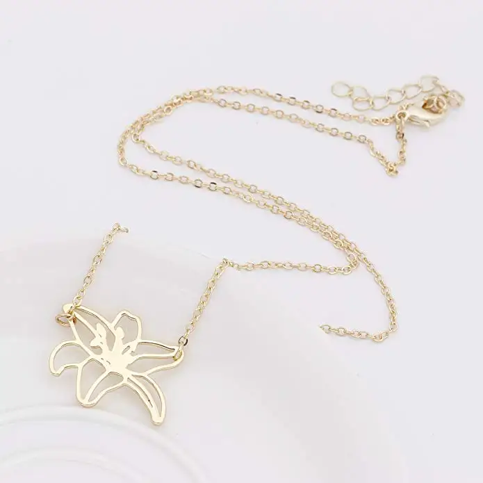 
Origami Lily Flower Pendant Necklace a Symbols of Youth and Rebirth for Women 