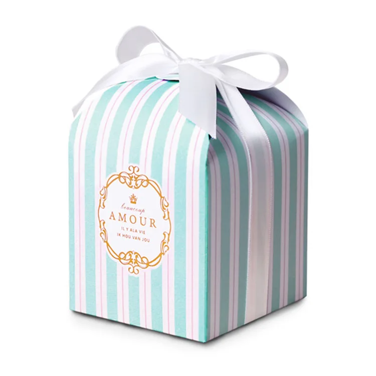 
Fashion Handmade Gift Striped Pattern Candle Candy Wedding Box 