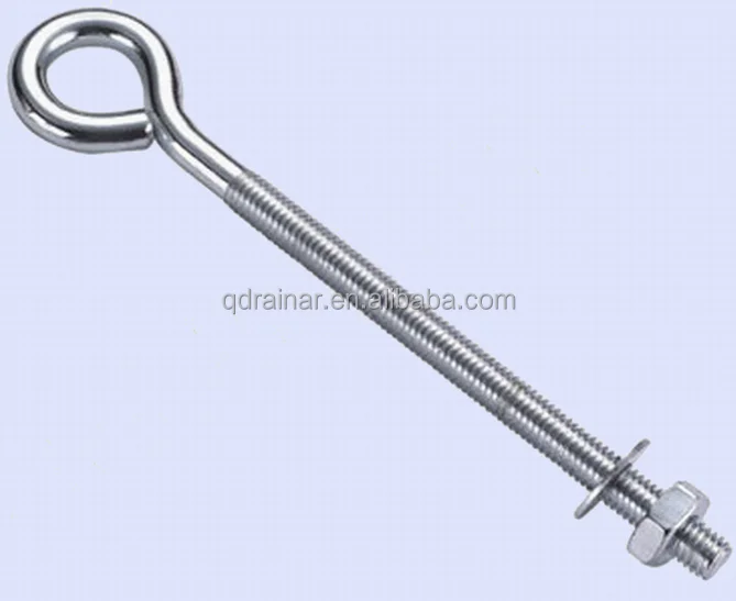 d1/4 to 2 1/2 inch 300mm length zinc plated eye bolt with nut