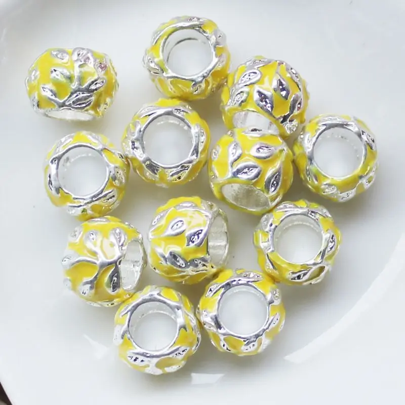 unique  11MM Drop Oil Big Hole  Loose Beads  For Bracelet Jewelry Making