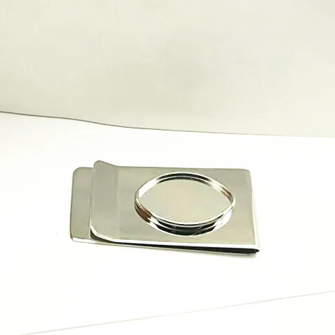 Custom Design Coin Bezel Pocket Cash Clip Blank Stainless Steel Metal Money Clip With Coin Holder