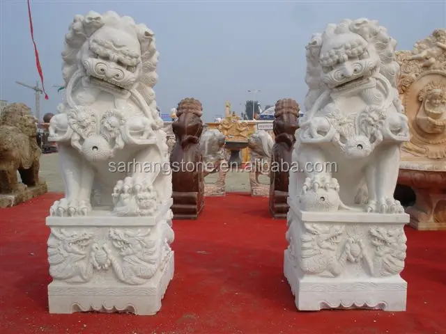Classic Design Stone Marble Foo Dog Statue chinese lion