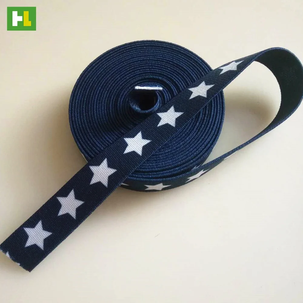 Customized dye sublimation printed web band elastic webbing for apparel 20 mm wide navy blue