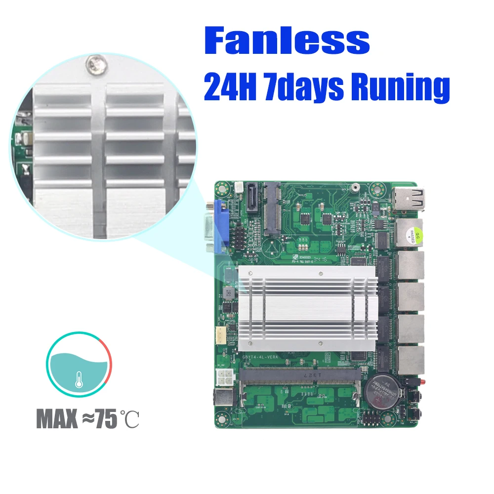 LGA 1170 4 ядра J1900 Мини ПК 4 nic брандмауэр материнская плата безвентиляторный охлаждения fin плата контроллера сетевого
