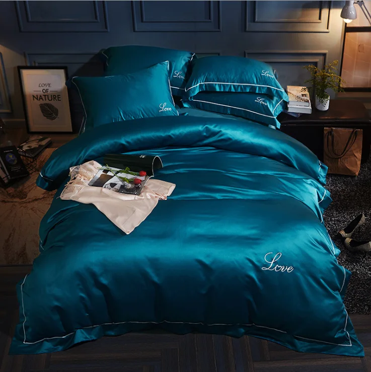 China Supplier pure mulberry Silk Bed Sheet Set Comforter Set Bedding set four pieces