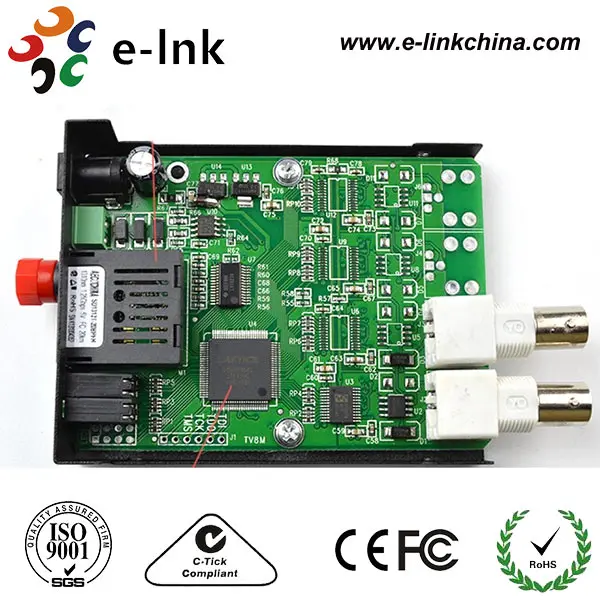 2 канала видео по оптоволокну (приемник + передатчик + 2 блока питания) SC 20KM