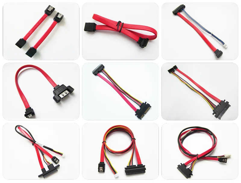 Factory 7+15pin Sata 22pin Female to 90 Degree Sata 7pin Cable Red Customized Pvc